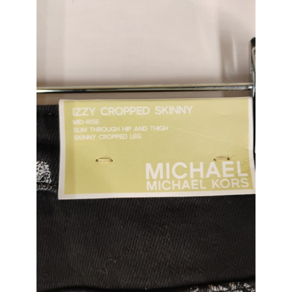 NWT Michael Kors Womens Sz 16 W Black Floral Izzy Cropped Skinny Jeans $125 - Picture 8 of 11
